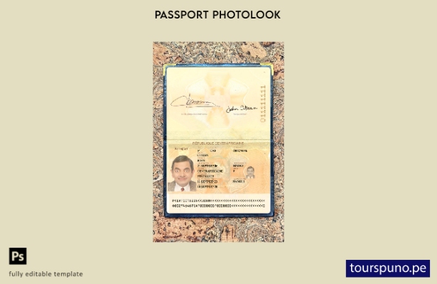 listo para imprimir la plantilla de presentación fotográfica del pasaporte de Áf